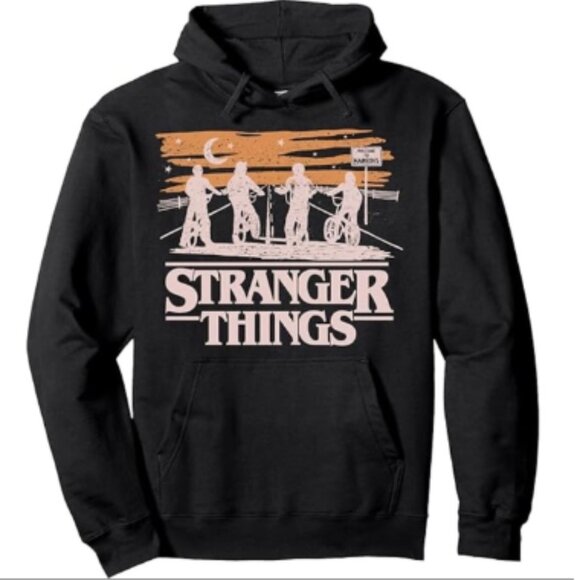 Stranger Things Black Silhouette Hoodie Unisex Size Large Welcome to Hawkins - Picture 1 of 11